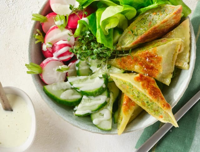 Vegetarische Maultaschen-Bowl